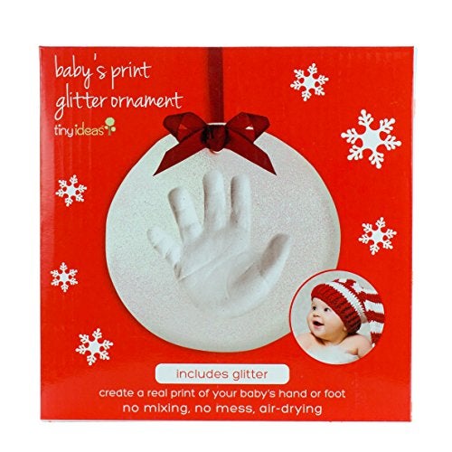Tiny Ideas Glitter Babyprints Ornament, Baby's First Christmas Holiday Keepsake, Newborn Handprint or Footprint Clay Kit, Easy No-Bake DIY Impression, Gender-Neutral Baby Gift - Image 5