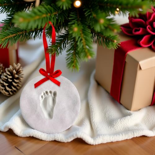 Tiny Ideas Glitter Babyprints Ornament, Baby's First Christmas Holiday Keepsake, Newborn Handprint or Footprint Clay Kit, Easy No-Bake DIY Impression, Gender-Neutral Baby Gift - Image 3