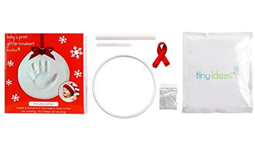 Tiny Ideas Glitter Babyprints Ornament, Baby's First Christmas Holiday Keepsake, Newborn Handprint or Footprint Clay Kit, Easy No-Bake DIY Impression, Gender-Neutral Baby Gift - Image 2