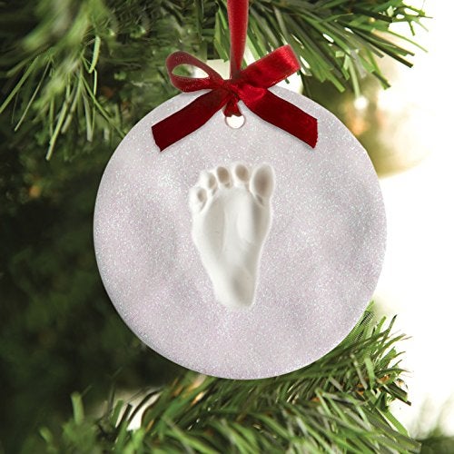 Tiny Ideas Glitter Babyprints Ornament, Baby's First Christmas Holiday Keepsake, Newborn Handprint or Footprint Clay Kit, Easy No-Bake DIY Impression, Gender-Neutral Baby Gift - Image 4