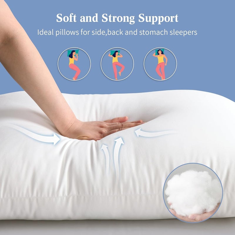 Deevine Craft Bed Pillows for Sleeping 2 Pack Queen Size, Soft Microfiber Cover and 3D Super Soft Down Alternative Filled White Pillows (Queen) 20 x 28 inches - Image 2