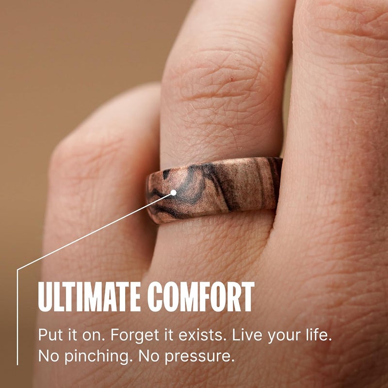 Groove Life Silicone Wedding Ring for Men - Breathable Rubber Ring in Burled Walnut - Image 4