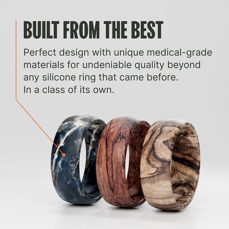 Groove Life Silicone Wedding Ring for Men - Breathable Rubber Ring in Burled Walnut - Image 5