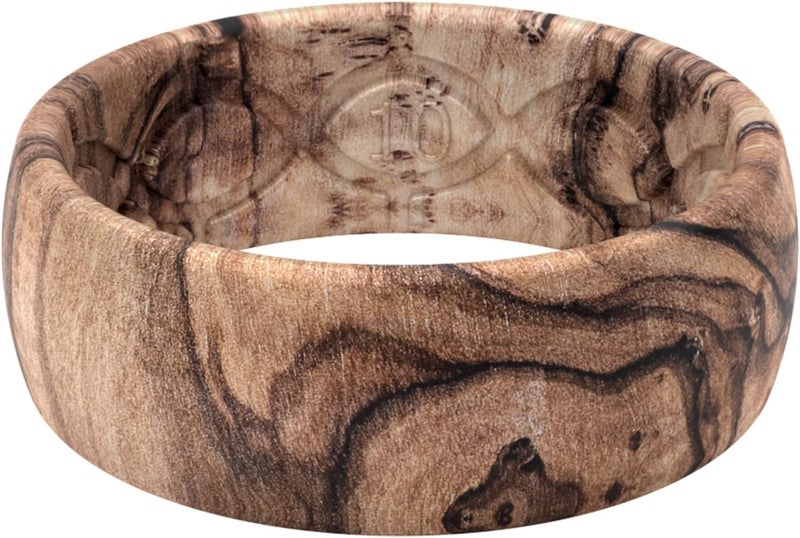 Groove Life Silicone Wedding Ring for Men - Breathable Rubber Ring in Burled Walnut - Image 1