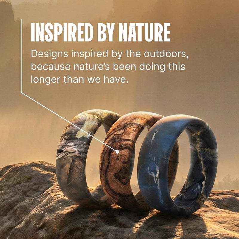 Groove Life Silicone Wedding Ring for Men - Breathable Rubber Ring in Burled Walnut - Image 3