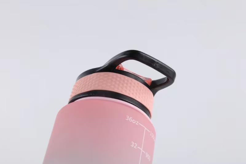 JUGTE plastic Water Bottles 1 Litre Sipper Bottle For Adults Motivational Water Bottle Sipper With Straw & Time For Gym Office School Home Water Bottle For Kids (Blue Green) - Image 3