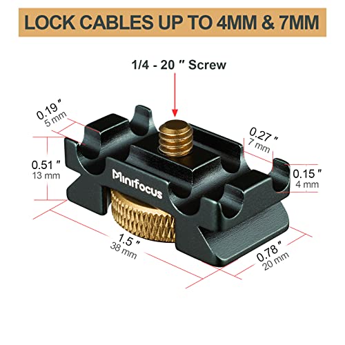 MINIFOCUS Camera Cable Clamp with Arca Swiss System, Aluminum Alloy Tether Cable Block Clip with 4 Grooves, USB Cable Lock Clip Clamp HDMI Protector for All DSLR Cameras Cable - Image 4