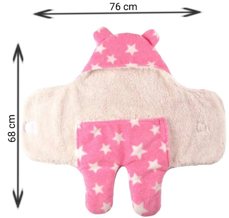 BRANDONN Baby Blankets New Born Pack of Hooded AC Wrapper Cum Baby Sleeping Bag (76 cm x 70 cm, 0-6 Months) - Image 4