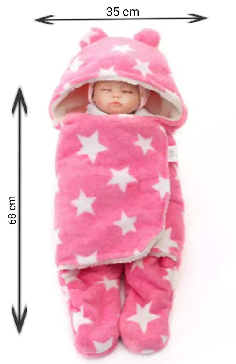BRANDONN Baby Blankets New Born Pack of Hooded AC Wrapper Cum Baby Sleeping Bag (76 cm x 70 cm, 0-6 Months) - Image 3