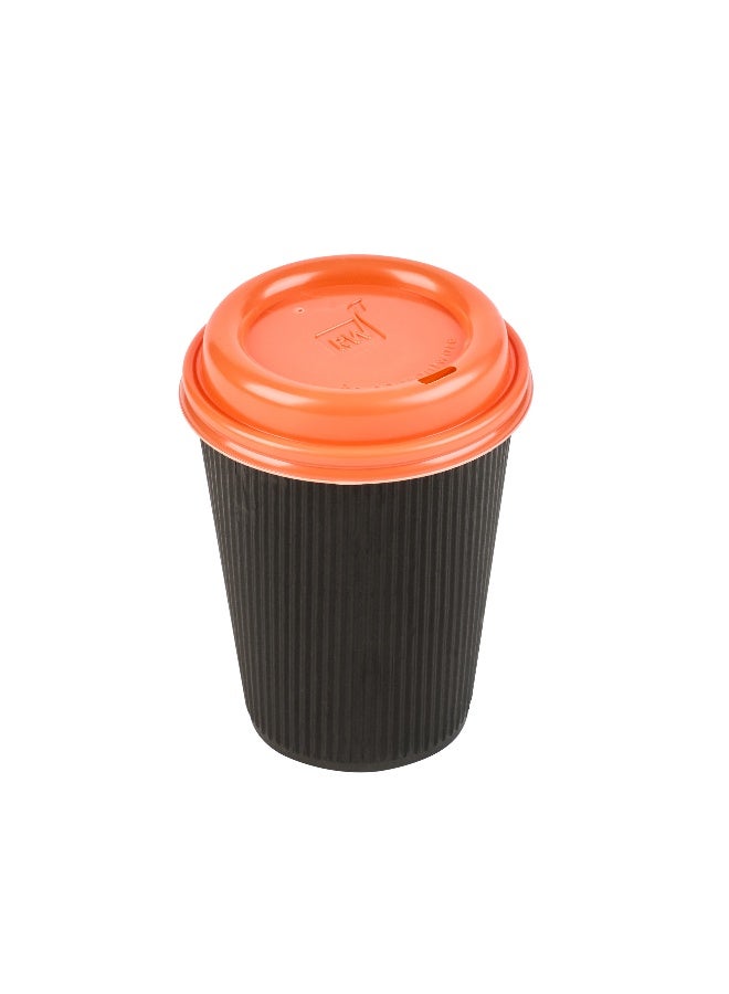 Restaurantware Coffee Cup Lids Only For 8, 12, 16 and 20 oz Cups 500 Pack Of Disposable Orange Hot Cup Lids Leakproof Plastic Drink Covers Elevated Spout Air Flow Vent For Latte Espresso Beverages - Image 1