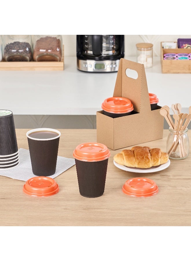 Restaurantware Coffee Cup Lids Only For 8, 12, 16 and 20 oz Cups 500 Pack Of Disposable Orange Hot Cup Lids Leakproof Plastic Drink Covers Elevated Spout Air Flow Vent For Latte Espresso Beverages - Image 4