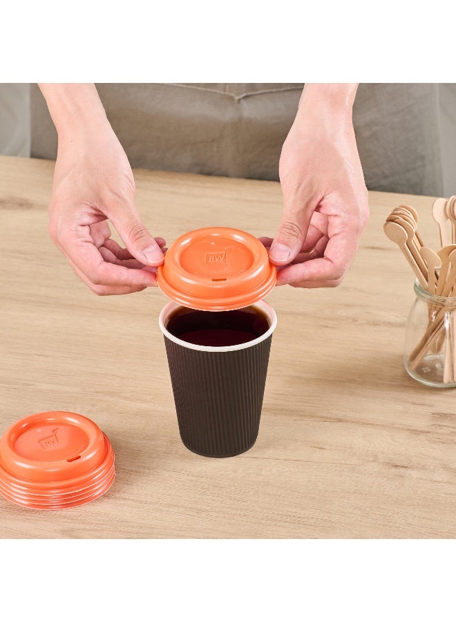 Restaurantware Coffee Cup Lids Only For 8, 12, 16 and 20 oz Cups 500 Pack Of Disposable Orange Hot Cup Lids Leakproof Plastic Drink Covers Elevated Spout Air Flow Vent For Latte Espresso Beverages - Image 5