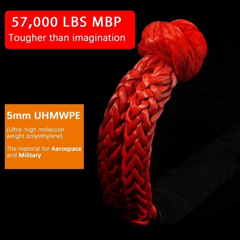 SCHTUMPA Soft Shackle 1/2' X 22 Inch (57,000LBS) Breaking Strength, Synthetic Road Recovery Rope for Sailing SUV ATV 4X4 Truck Jeep 2 Pack -Safer Than Metal Shackle - Image 3