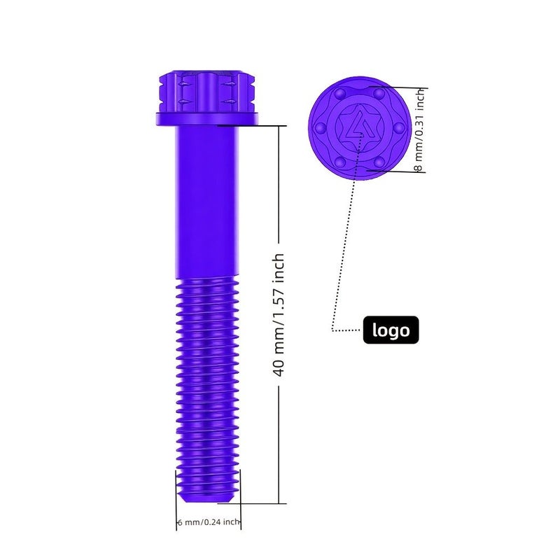 GR5 Titanium Alloy M6 40mm Anodized Blue Screw Lightweight High Strength Rustproof Decorative Fixing Bolt for Bicycle Motorcycle Car - Image 3