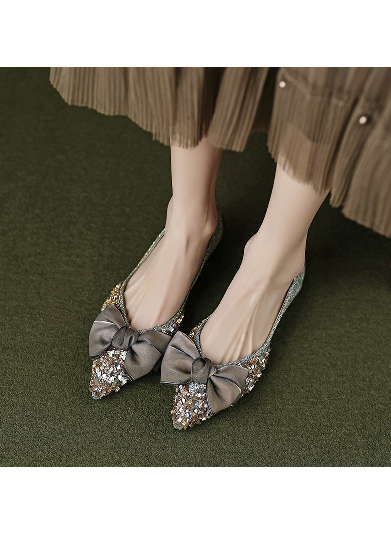 KUYING New Bow Pointed Flat Bottomed Women's Singles Shoes - Image 3