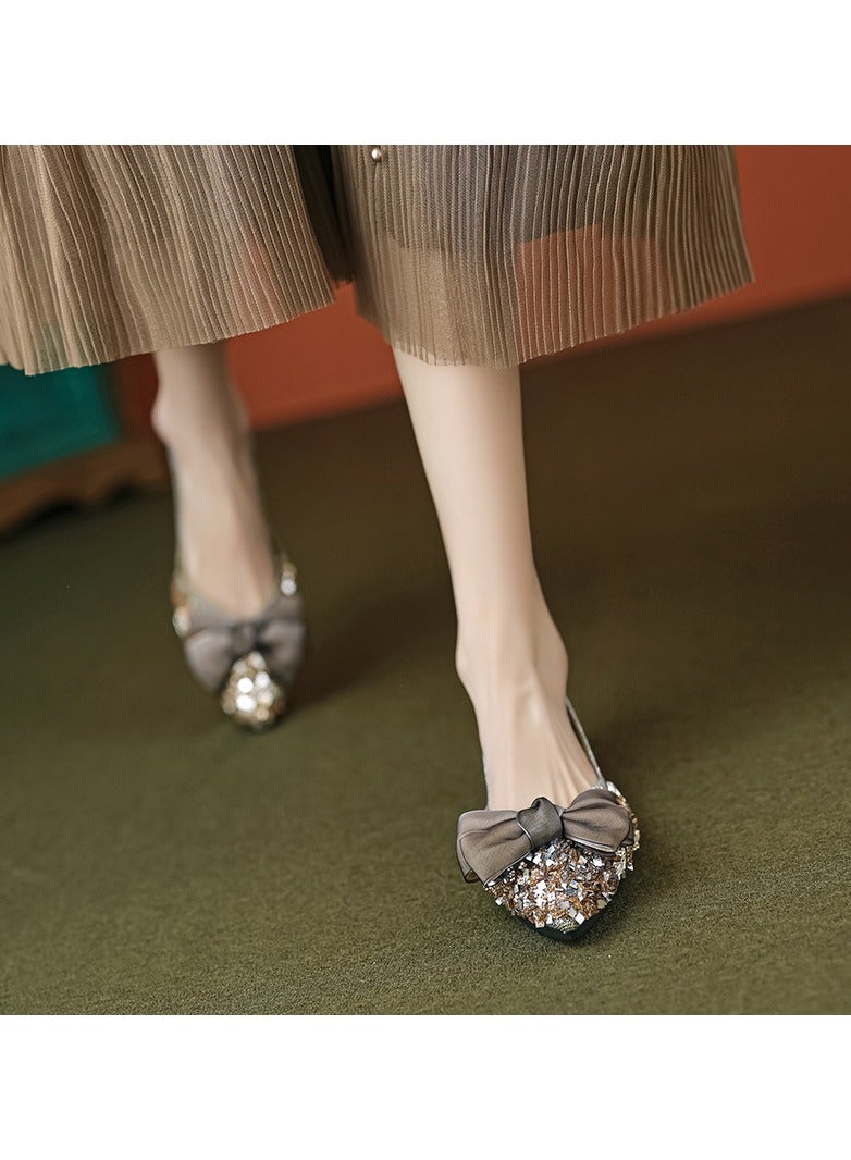 KUYING New Bow Pointed Flat Bottomed Women's Singles Shoes - Image 4
