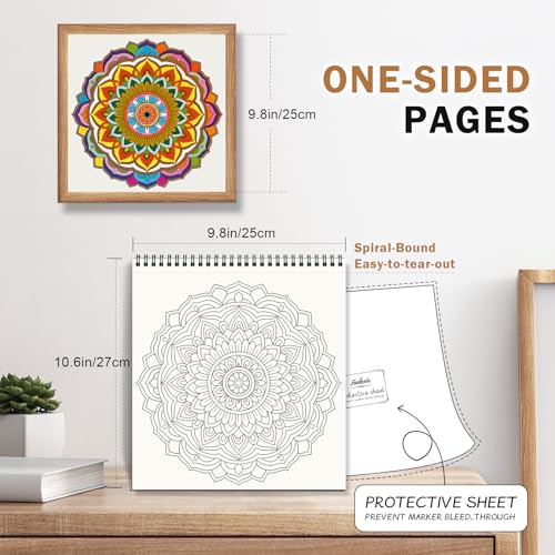FunLavie FUN LAVIE Mandala Coloring Book for Adults Relaxation and Teens Stress Relief, Spiral Coloring Book for Women, Spiral Bound Mindfulness Stress-Free Patterns for Adult, Large Print Coloring for Men - Image 3