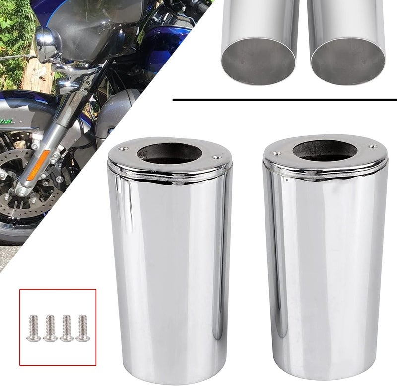XMMT Upper Fork Slider Covers Cowbells for Harley Touring Models 1997-2013 - Image 2