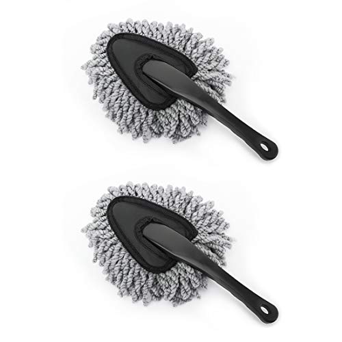 MoKo Car Duster, 2 Pack Super Soft Microfiber Dash Duster Detail Brush Set Interior Exterior Cleaning Dusting and Washing Tool for Car Motorcycle Automotive Dashboard Air Vents - Gray - Image 1