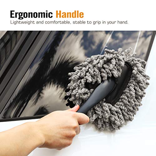 MoKo Car Duster, 2 Pack Super Soft Microfiber Dash Duster Detail Brush Set Interior Exterior Cleaning Dusting and Washing Tool for Car Motorcycle Automotive Dashboard Air Vents - Gray - Image 4