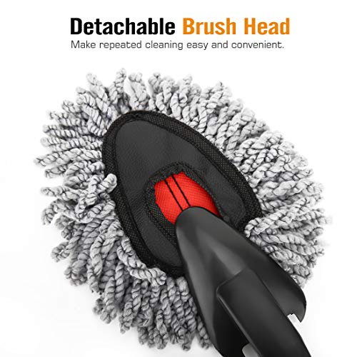 MoKo Car Duster, 2 Pack Super Soft Microfiber Dash Duster Detail Brush Set Interior Exterior Cleaning Dusting and Washing Tool for Car Motorcycle Automotive Dashboard Air Vents - Gray - Image 5