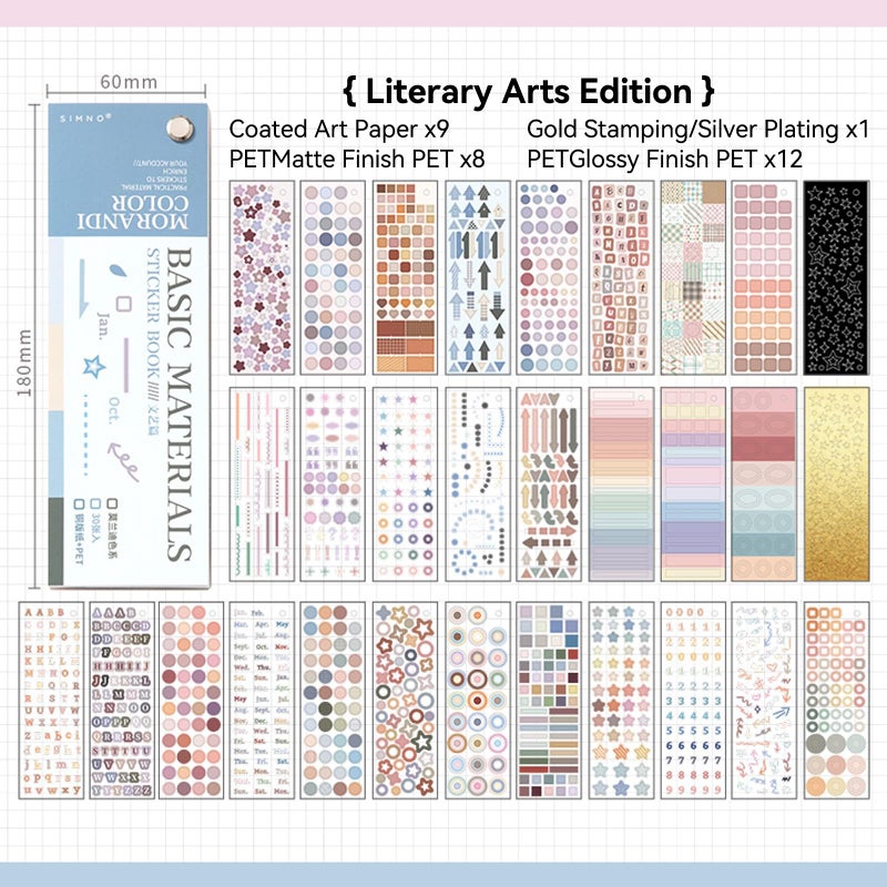 Prstincol Cute Sticker Bookï¼Œ30 Sheets Glitter Aesthetic Decorative Stickers for Scrapbooking,Stars Heart Letter Glitter Self-Adhesive Stickers for Photocards, Journal,scrapbookï¼ˆLightly Saltedï¼‰ - Image 2