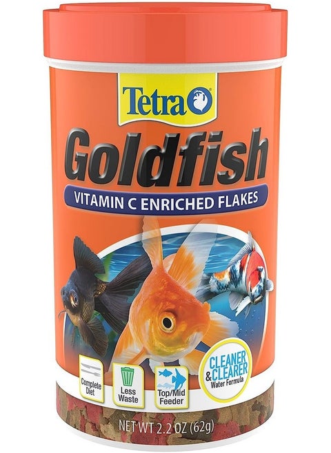 Tetra Goldfish Flakes, Nutritionally Balanced Diet For Aquarium Fish, Vitamin C Enriched Flakes, 2.2 oz