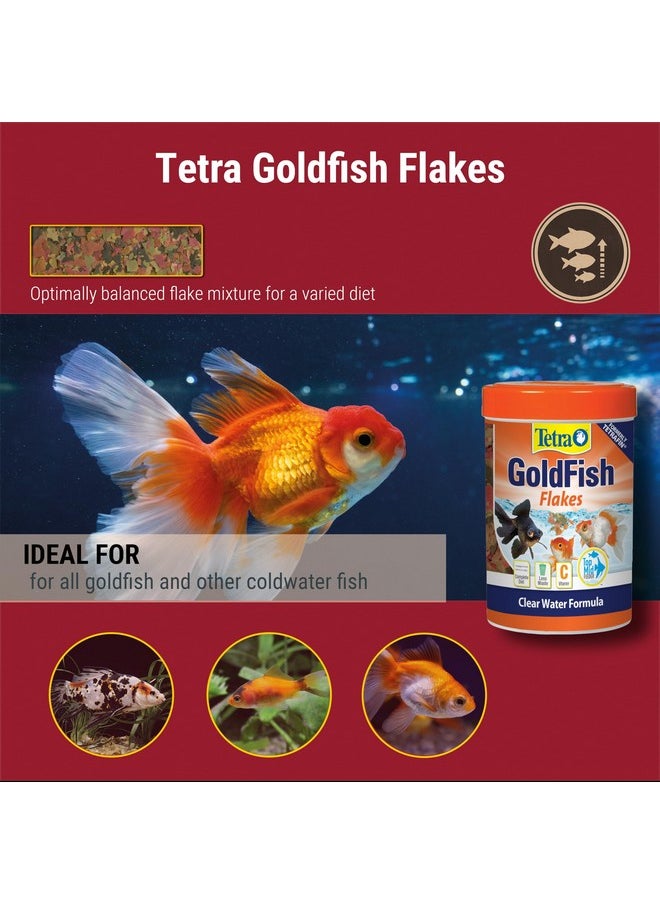 Tetra Goldfish Flakes, Nutritionally Balanced Diet For Aquarium Fish, Vitamin C Enriched Flakes, 2.2 oz