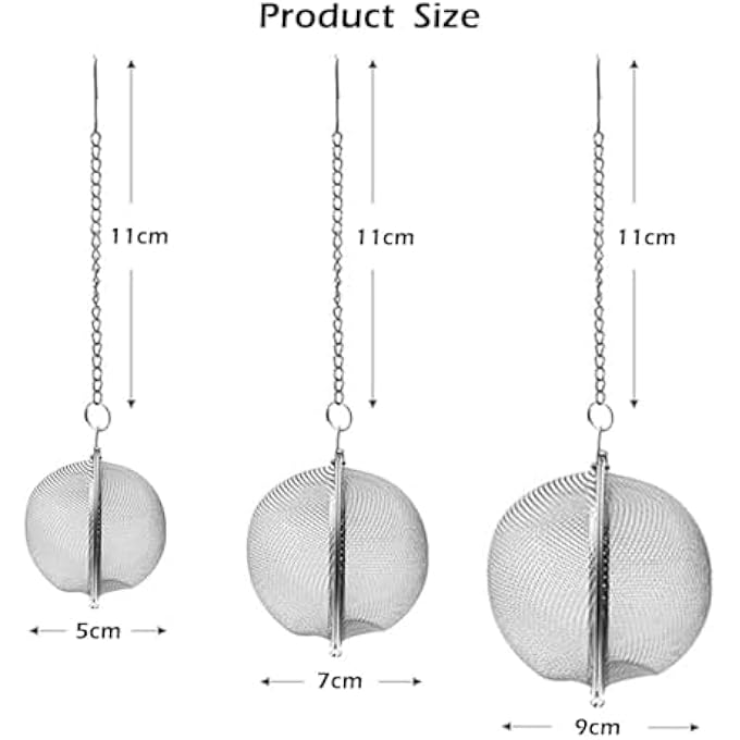 BEE&OAK 3Pcs Stainless Steel Mesh Tea Balls304 Stainless Steel Material Tea Infusers With Hooks And Chains For Loose Leaf Tea Peppers Spices And MarinadesSml - Image 2