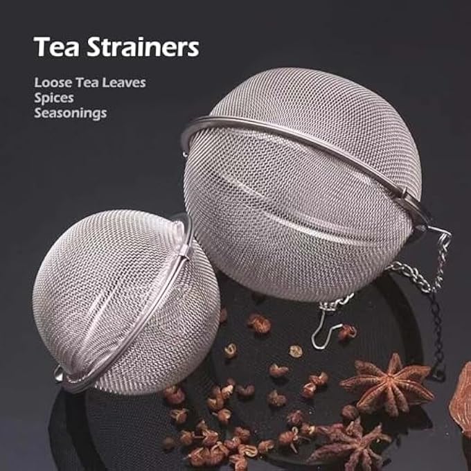 BEE&OAK 3Pcs Stainless Steel Mesh Tea Balls304 Stainless Steel Material Tea Infusers With Hooks And Chains For Loose Leaf Tea Peppers Spices And MarinadesSml - Image 3