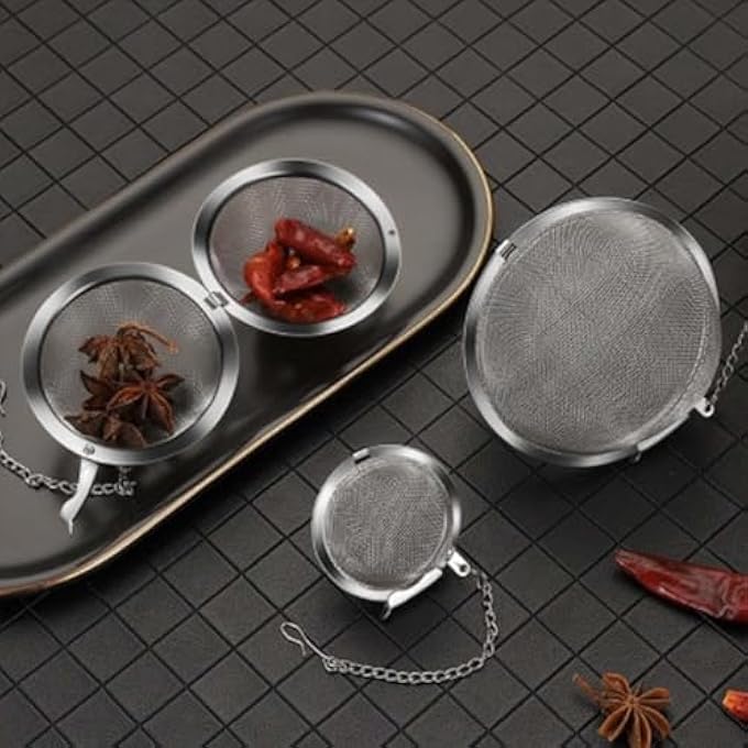 BEE&OAK 3Pcs Stainless Steel Mesh Tea Balls304 Stainless Steel Material Tea Infusers With Hooks And Chains For Loose Leaf Tea Peppers Spices And MarinadesSml - Image 4
