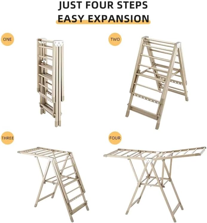 Harmony Homes Adjustable Foldable Clothes Drying Rack – Portable Aluminum Laundry Hanger for Indoor & Outdoor Use – Space-Saving Wash & Dry Stand – Grey - Image 3