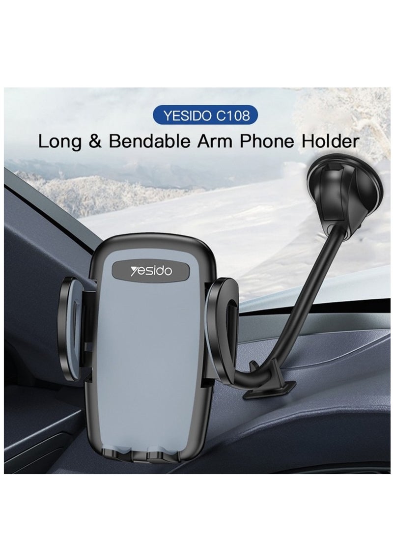 Yesido C108 360 Degree Rotation Car Windshield Suction Cup Phone Holder (Black) - Image 2