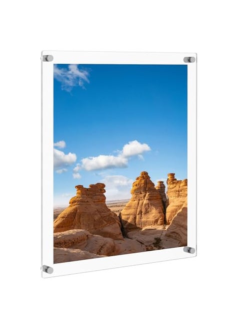 NIUBEE Clear Acrylic Wall Mount Floating Frameless Picture Frame Up to 20x24 Photo for Poster Photography FramesDouble PanelFull Frame is 23x27 inch