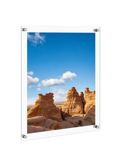 NIUBEE - NIUBEE Clear Acrylic Wall Mount Floating Frameless Picture Frame Up to 20x24 Photo for Poster Photography FramesDouble PanelFull Frame is 23x27 inch - Image 1