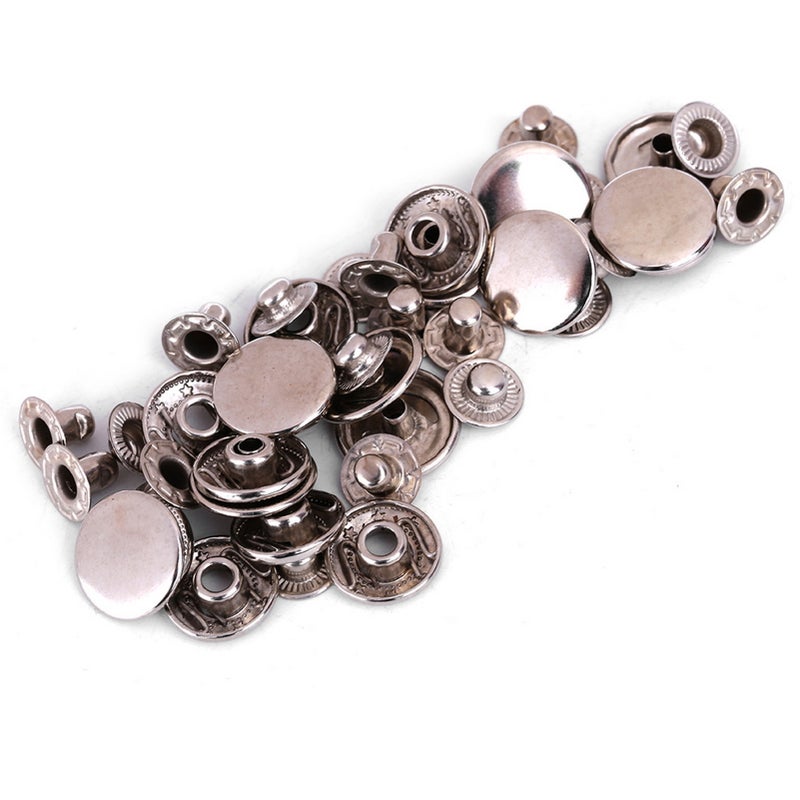 50 set Pure Brass Snap Buttons Round Button Cloth Luggage Decoration Accessories(15mm Silver) - Image 1