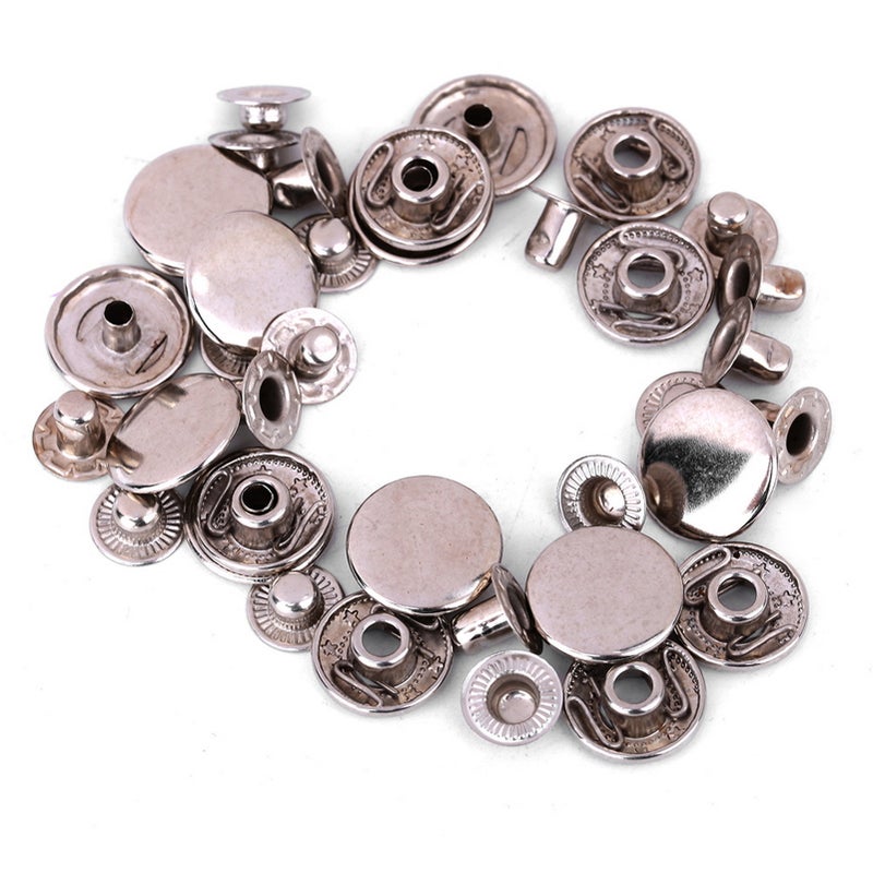 50 set Pure Brass Snap Buttons Round Button Cloth Luggage Decoration Accessories(15mm Silver) - Image 3