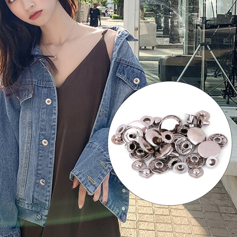 50 set Pure Brass Snap Buttons Round Button Cloth Luggage Decoration Accessories(15mm Silver) - Image 4