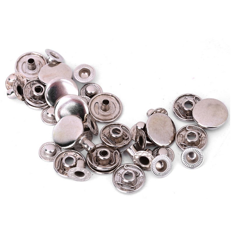 50 set Pure Brass Snap Buttons Round Button Cloth Luggage Decoration Accessories(15mm Silver) - Image 2