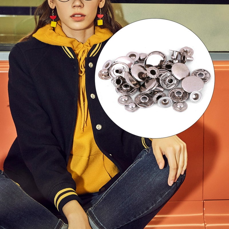 50 set Pure Brass Snap Buttons Round Button Cloth Luggage Decoration Accessories(15mm Silver) - Image 5
