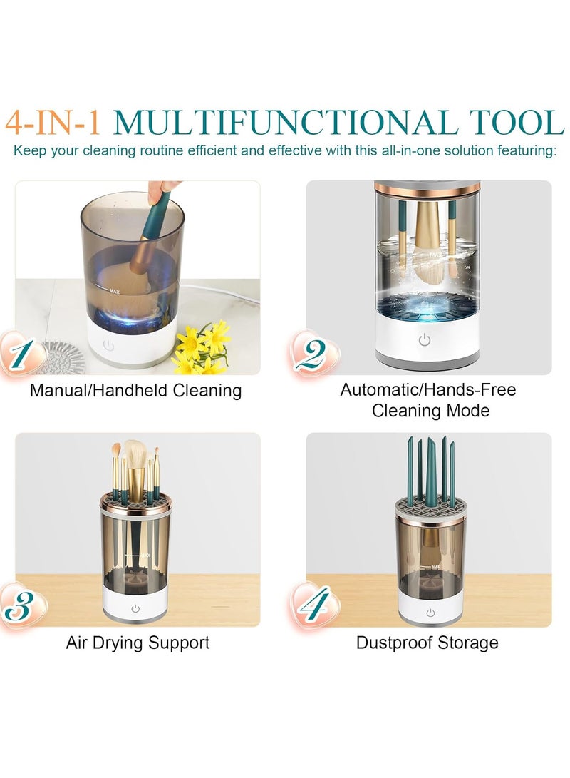 Electric Makeup Brush Cleaner with Brush Clean Mat, One-Click Operation Automatic Cosmetic Brush Cleaner Makeup Brush Tools for All Size Beauty Makeup Brushes, Gift for Women Wife Friend - Image 4