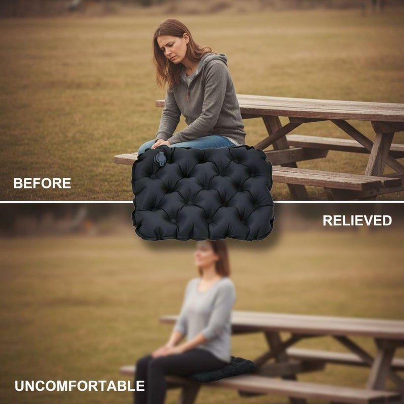 Inflatable Seat Cushion with Storage Bag, Portable and Foldable for Outdoor, Travel, Office, Lightweight Design, Easy Inflation - Image 4