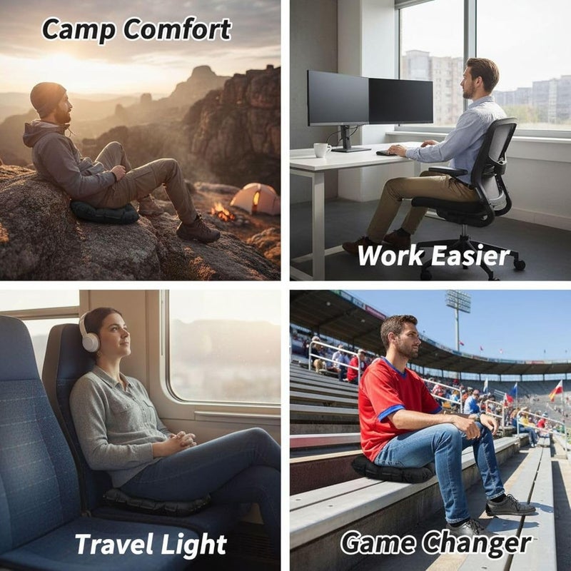Inflatable Seat Cushion with Storage Bag, Portable and Foldable for Outdoor, Travel, Office, Lightweight Design, Easy Inflation - Image 5