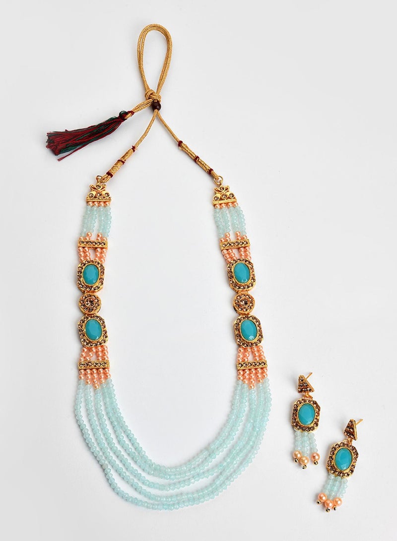 SOHI Stone-Studded & Beaded Artificial Jewellery Set - Image 1