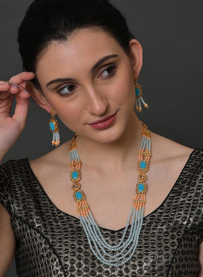 SOHI Stone-Studded & Beaded Artificial Jewellery Set - Image 2