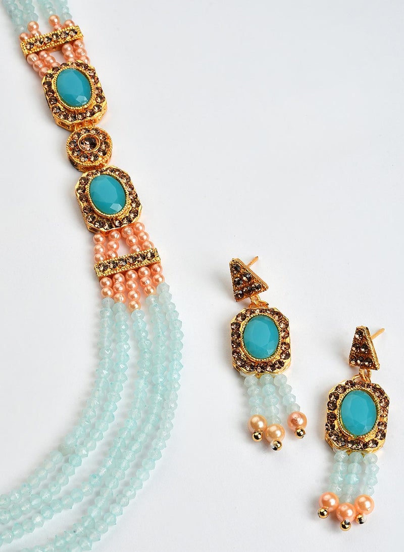SOHI Stone-Studded & Beaded Artificial Jewellery Set - Image 4