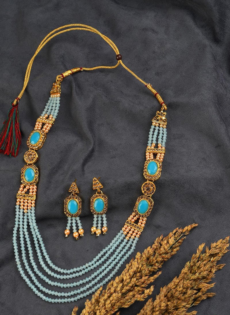 SOHI Stone-Studded & Beaded Artificial Jewellery Set - Image 3