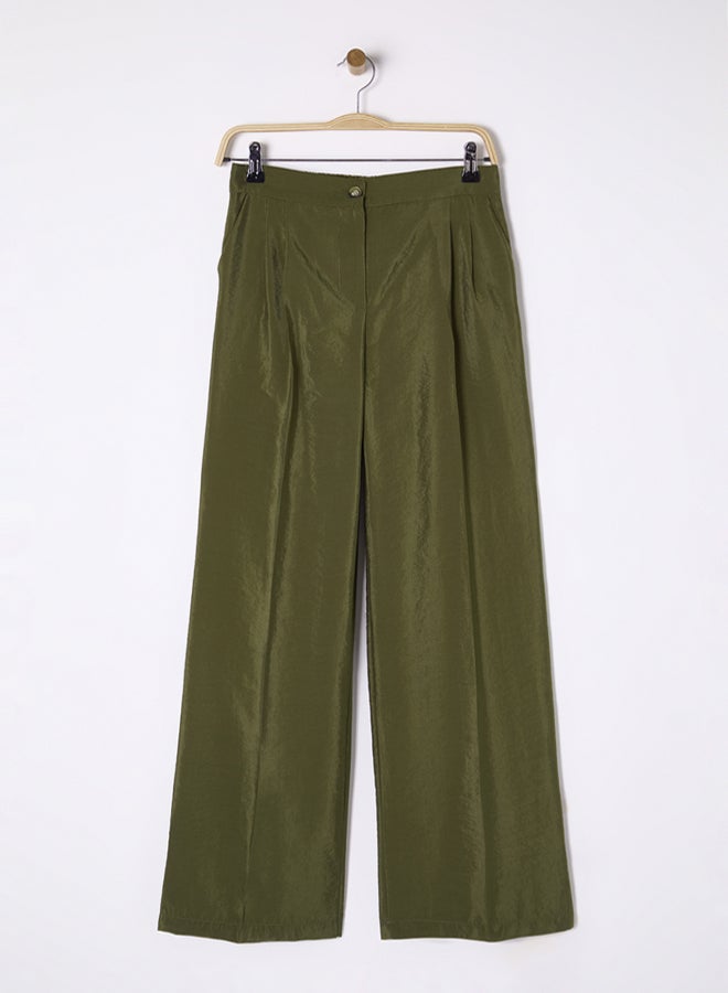 trendyol Khaki Soft Touch Wide Leg/Wide Leg Woven Trousers - Image 5