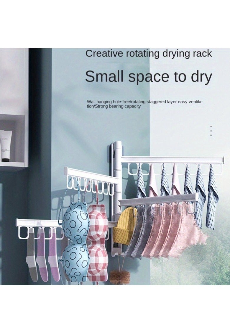 قطعة واحدة من رف تجفيف الملابس القابل للطي القابل للتعديل، مثبت على الحائط، موفر للمساحة، لا يتطلب الحفر، رف تجفيف الملابس البلاستيكي، مثالي للاستخدام في الشرفة الداخلية والحمام، الضروريات المنزلية - Image 1