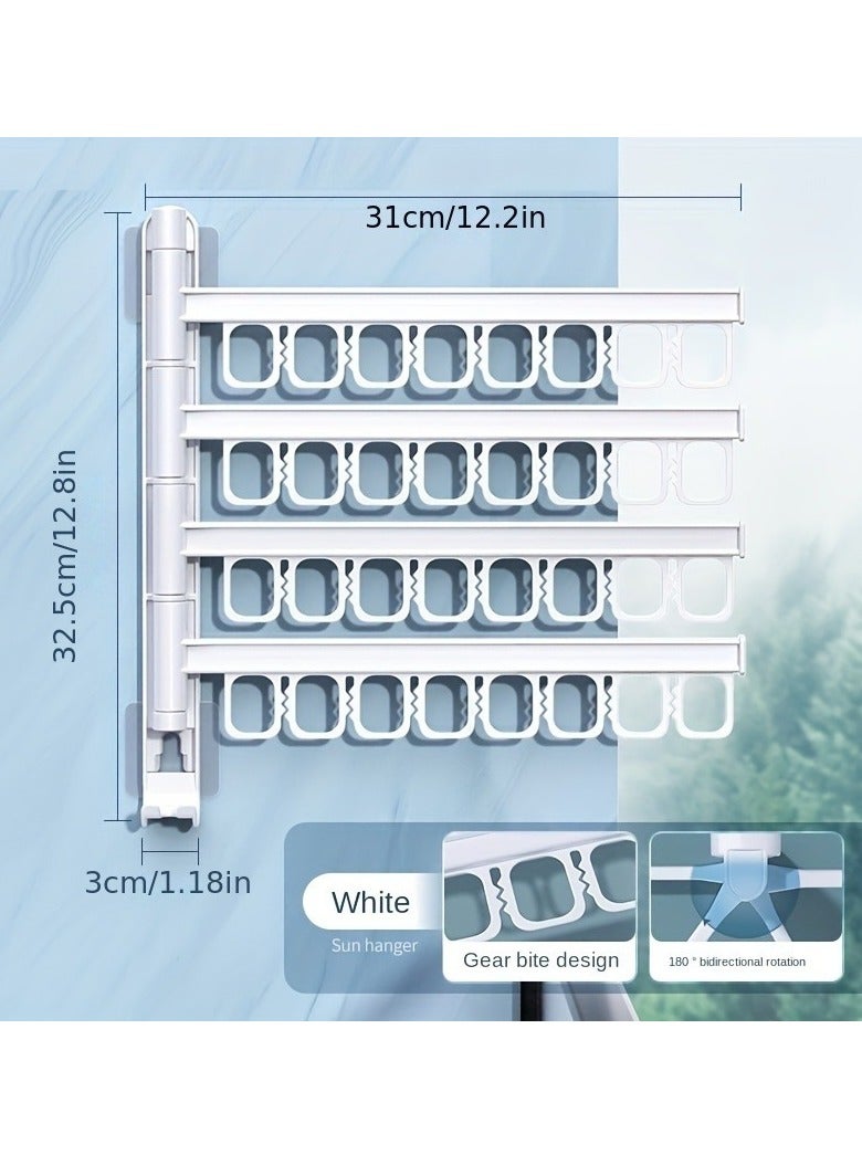 قطعة واحدة من رف تجفيف الملابس القابل للطي القابل للتعديل، مثبت على الحائط، موفر للمساحة، لا يتطلب الحفر، رف تجفيف الملابس البلاستيكي، مثالي للاستخدام في الشرفة الداخلية والحمام، الضروريات المنزلية - Image 2